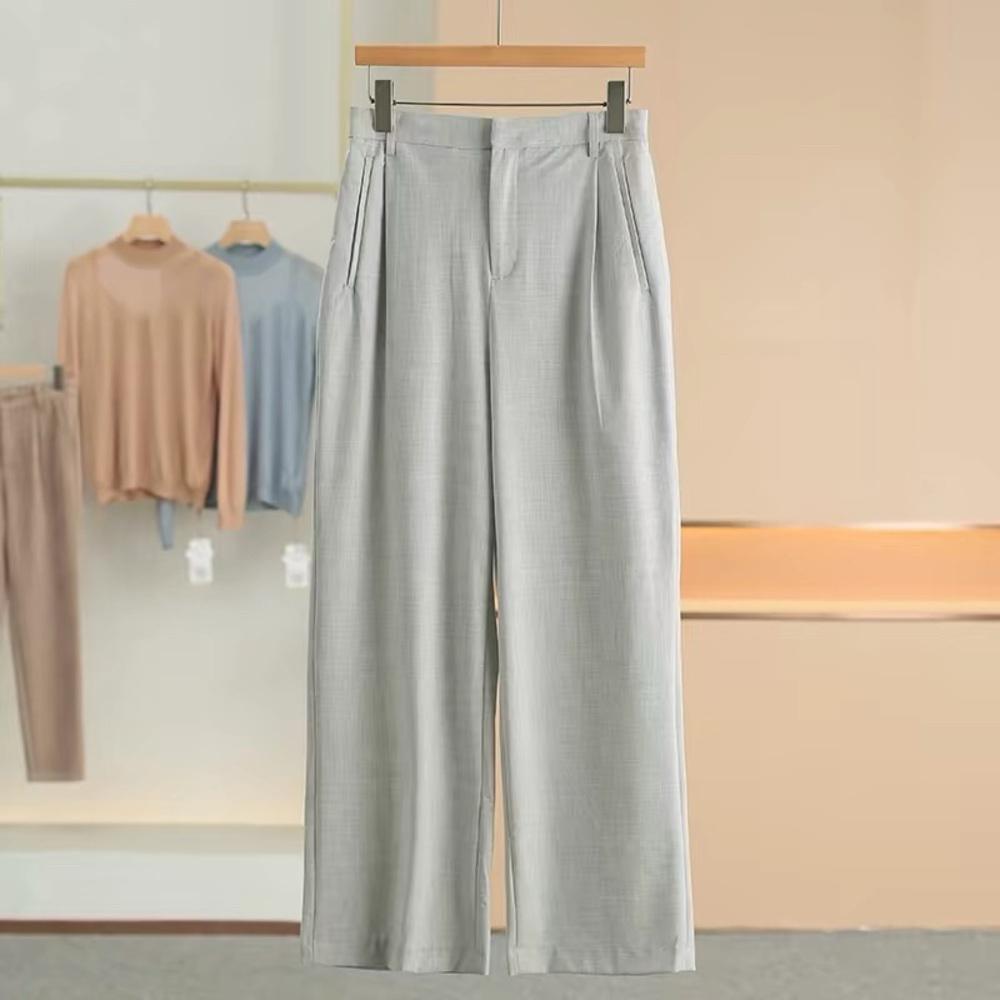 Light Gray Wide-Leg Trousers
